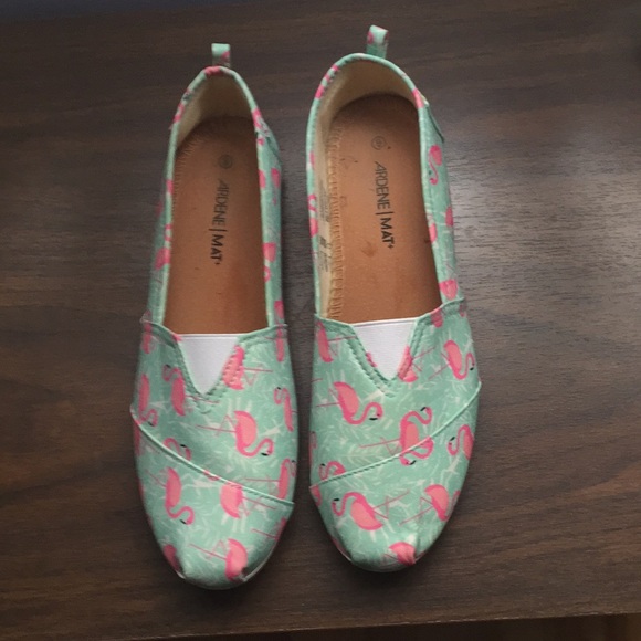Flamingo print summer flats size 9 - Picture 1 of 1